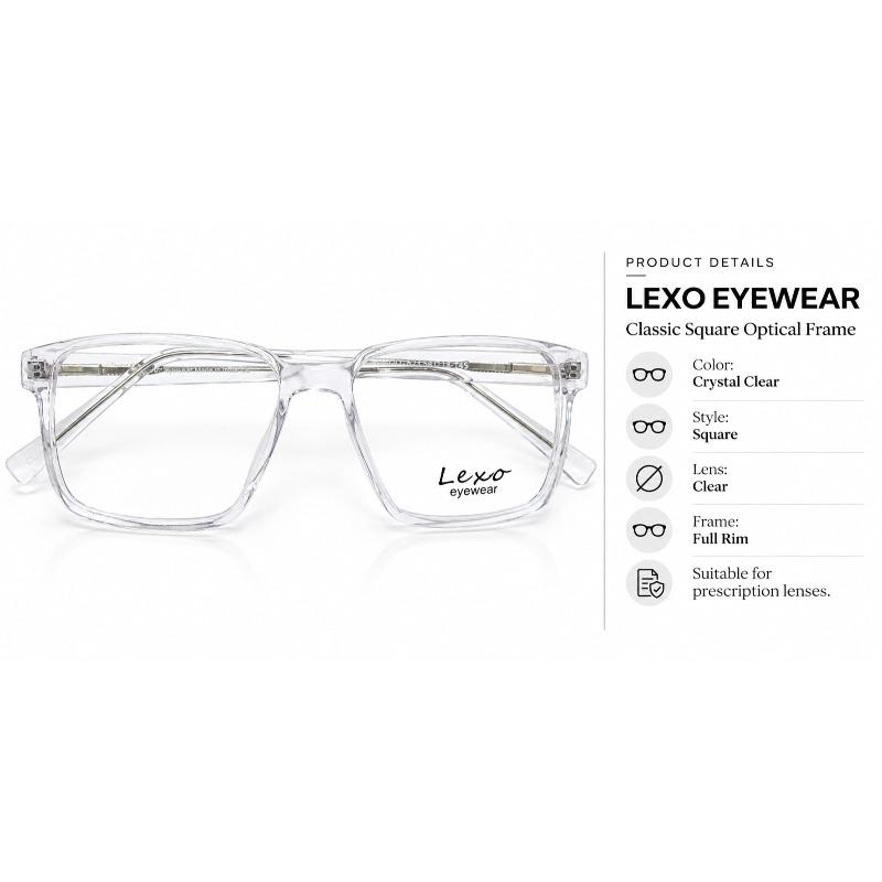 Lexo Eyewear MOD-623 Transparent Full-Rim Square Optical Frame | 54-145
