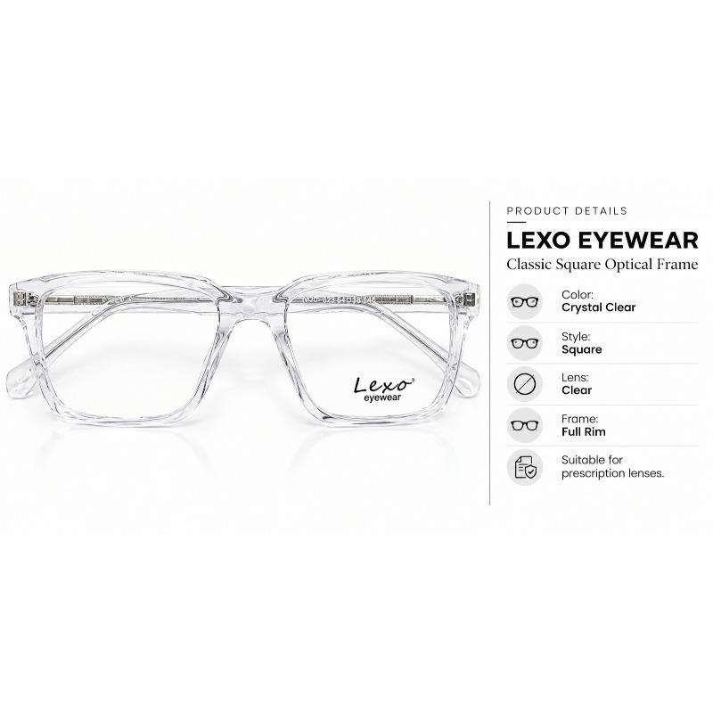 Lexo Eyewear Model Classic Square Optical Frame (MOD-619) Color Transparent
