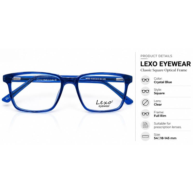 Lexo Eyewear model 618 Color Blue Frame Style Classic Square