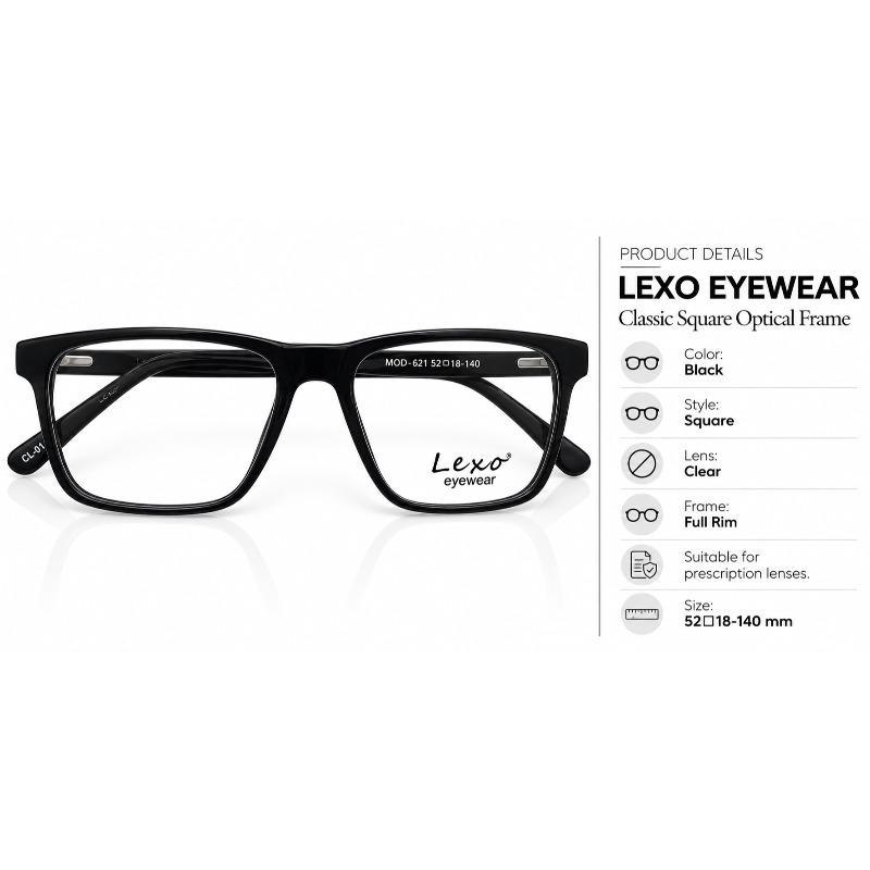 Lexo Eyewear model 621 Black Classic Square
