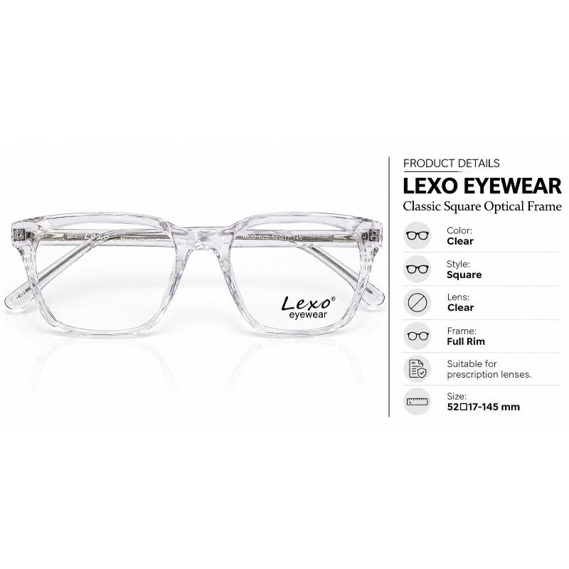Lexo Eyewear model 616 Clear Transparent Full-Rim Square Glasses Frames